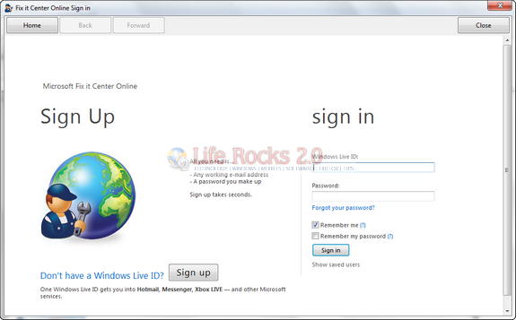 Sign in with Windows Live