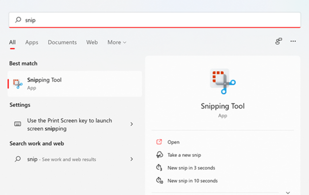 Snipping Tool in Windows 11