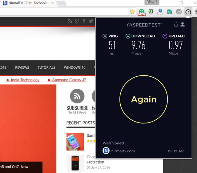 speedtest chrome extension