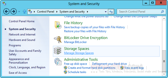 Start Storage spaces