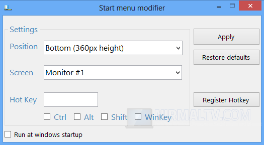 Start menu modifier