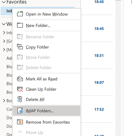 outlook 2016 synchronizing subscribed folders