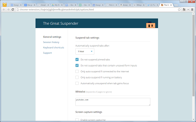 stop tab suspender from switching to chrome