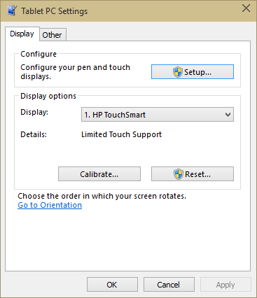 Tablet pc settings