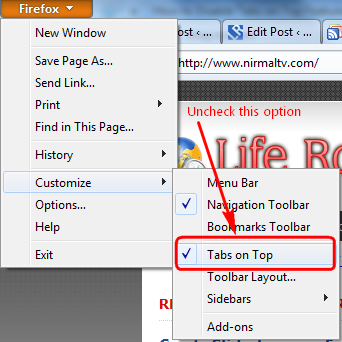 Tabs on top