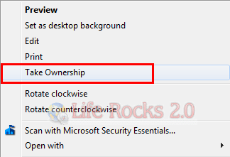 Take ownership context menu