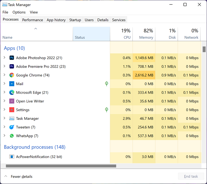 Open Task Manager in Windows 11