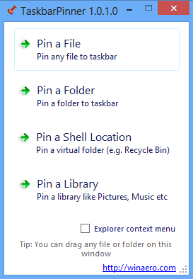 Taskbar pinner