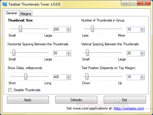 Taskbar thumbnail resizer