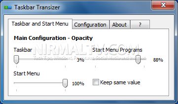 Taskbar transizer