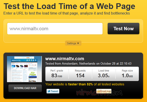 Test website Load time