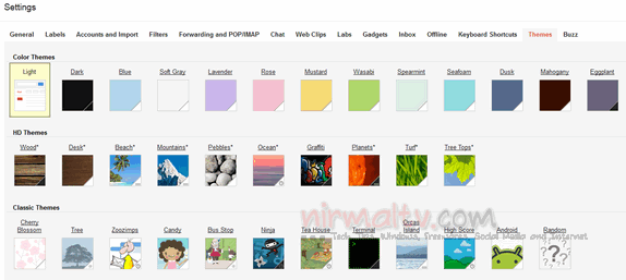 Themes in Gmail