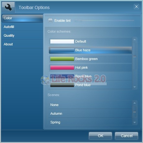 Toolbar options