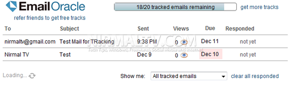 Tracking emails