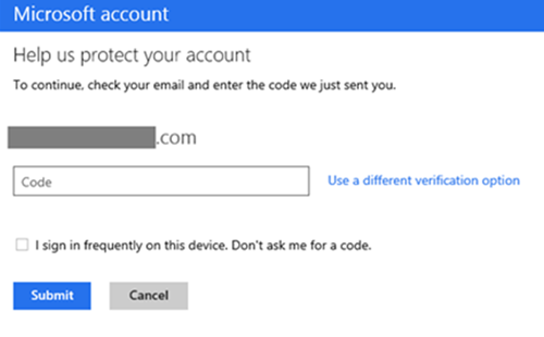 Two step verification Microsoft