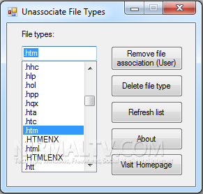 Unassociate File types