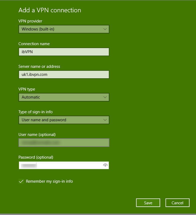 VPN Connection on Windows 10