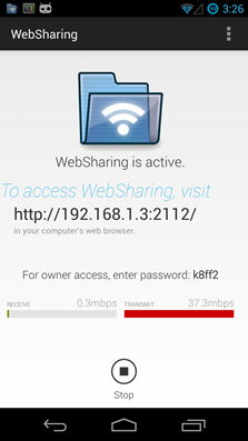 Websharing Android app