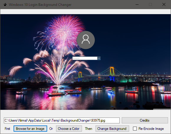 Windows 10 logon background changer