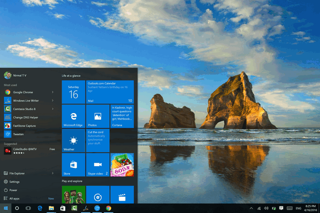 Windows 10 start menu