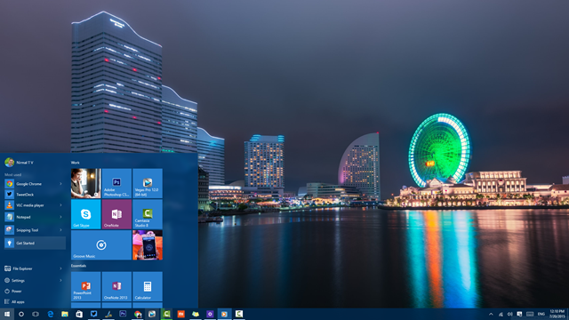 Windows 10 start menu