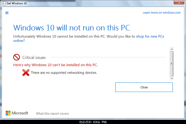 Windows 10 will not run on this P