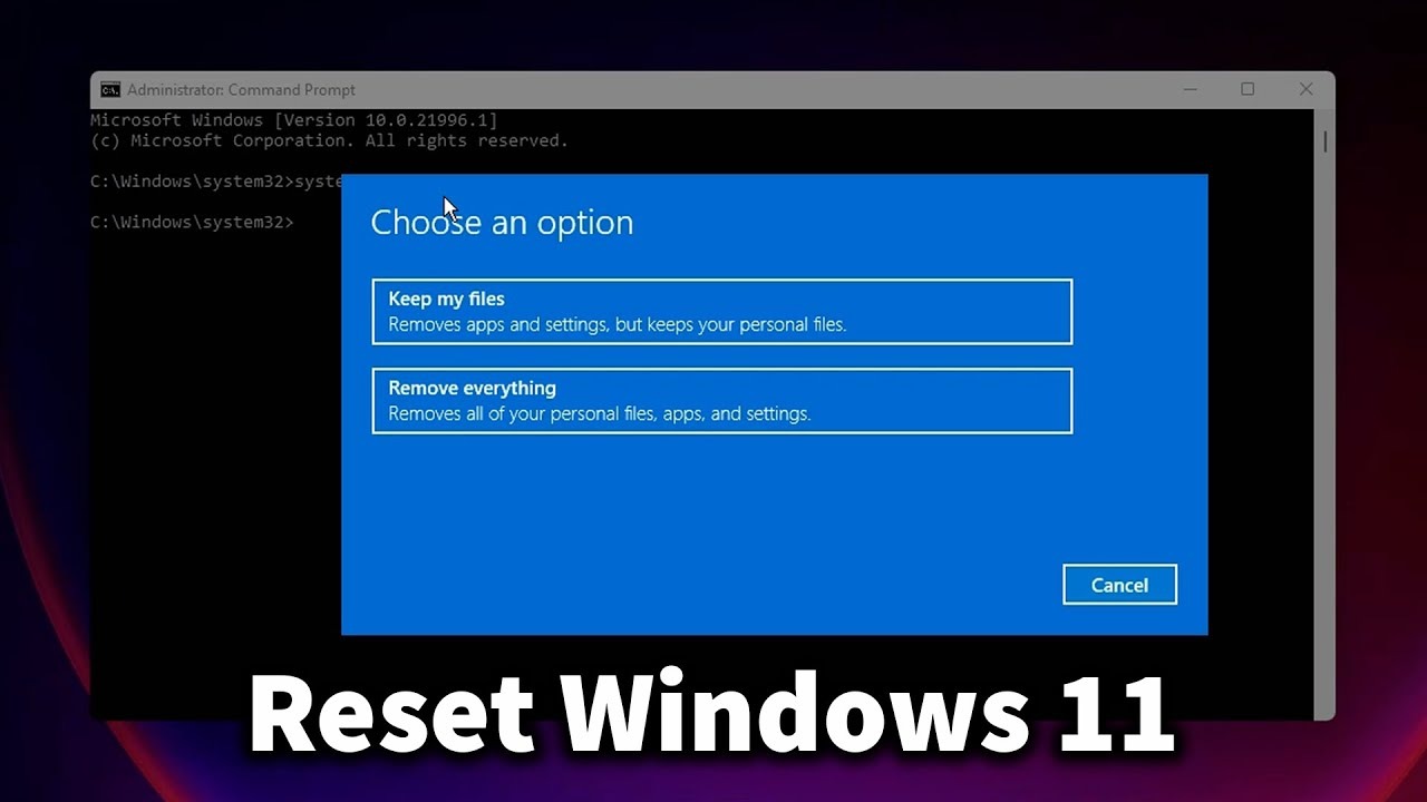 how do i factory reset my windows 11 without settings