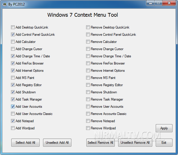 Windows 7 context menu