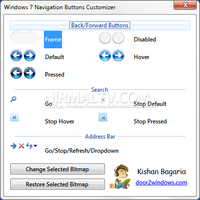 Windows 7 navigation button