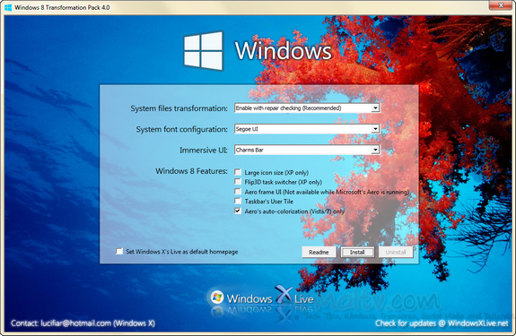 how to uninstall windows 7 transformation pack