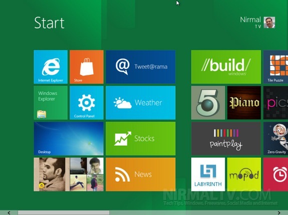 Windows 8 start screen