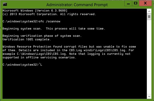 Windows Resource Protection found corrupt files but was unable to fix some of them