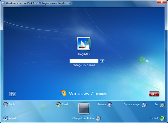 Windows 7 logon tweaker