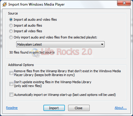 Windows Media Player Library Import