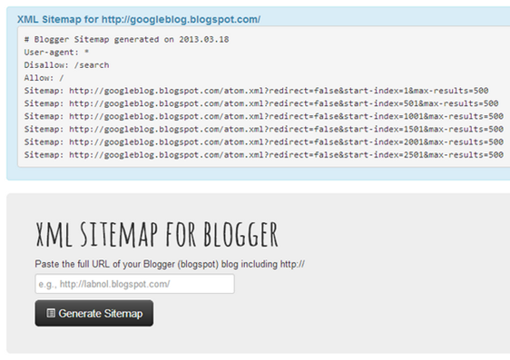 XML sitemap for blogger