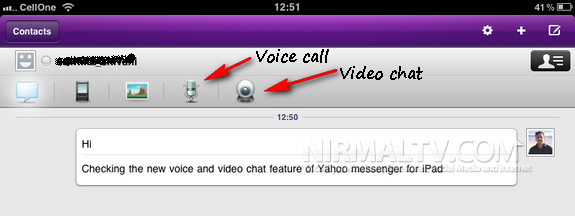 Yahoo Messenger Video Chat iPad 2