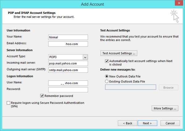 Yahoo mail POP settings