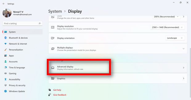 Change Display Refresh Rate in Windows 11