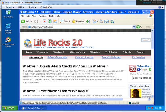 Blog on Windows XP