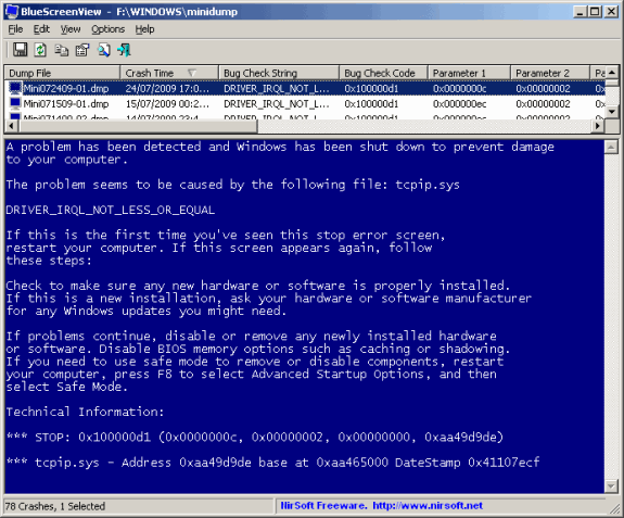 Get Blue Screen of Death (BSOD) Crash Information using BlueScreenView