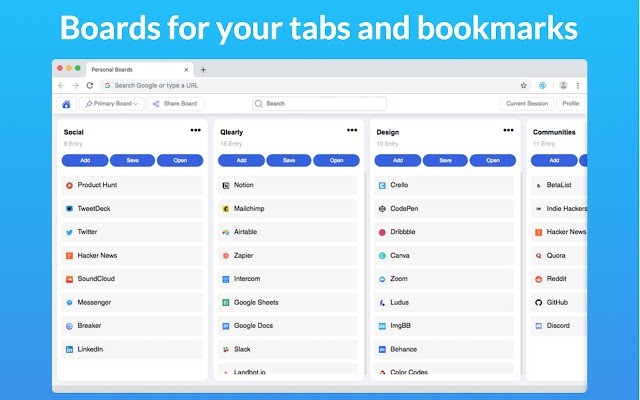 bookmark and tabs manager for chrome