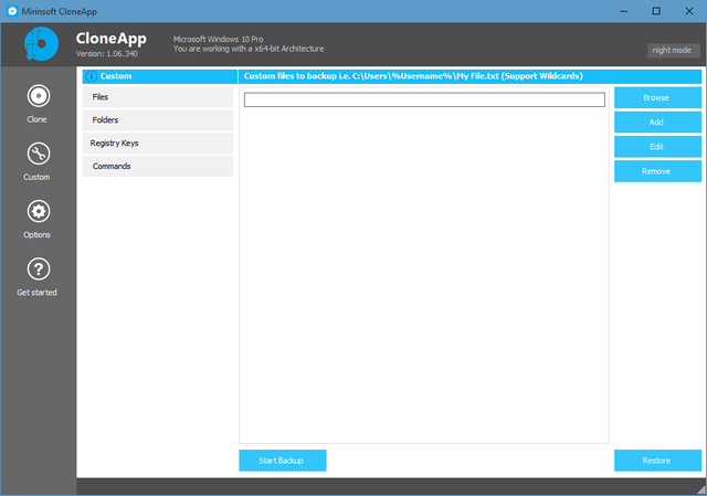 clone app custom backup