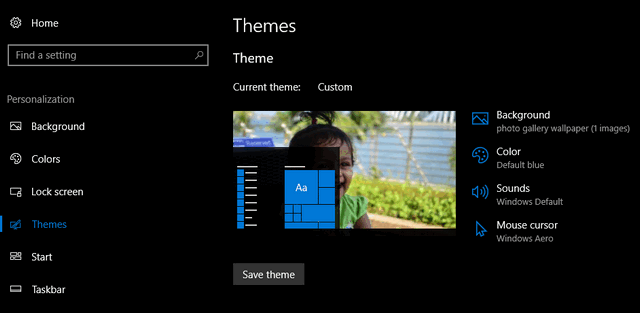 save themes in Windows 10