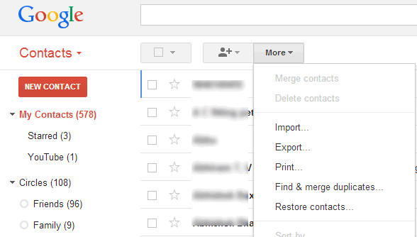 export contacts