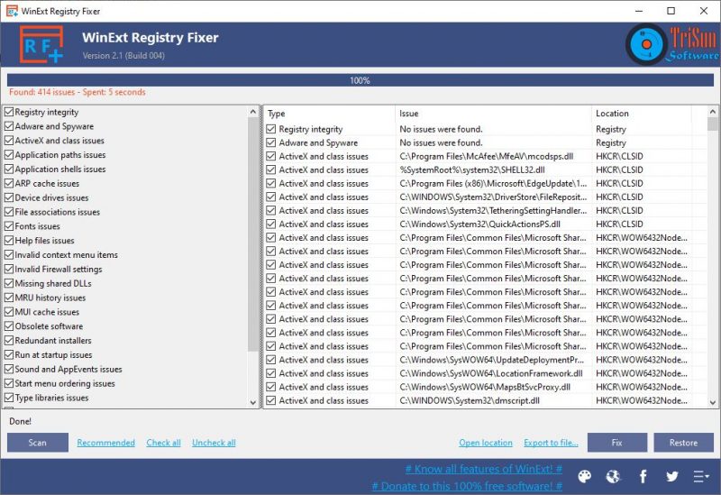 free registry fix windows 10