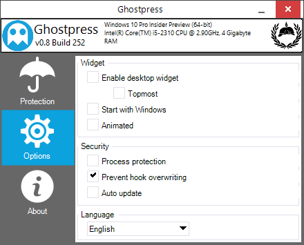 ghostpress settings