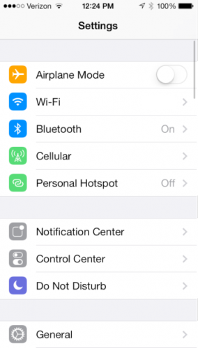iOS7 settings