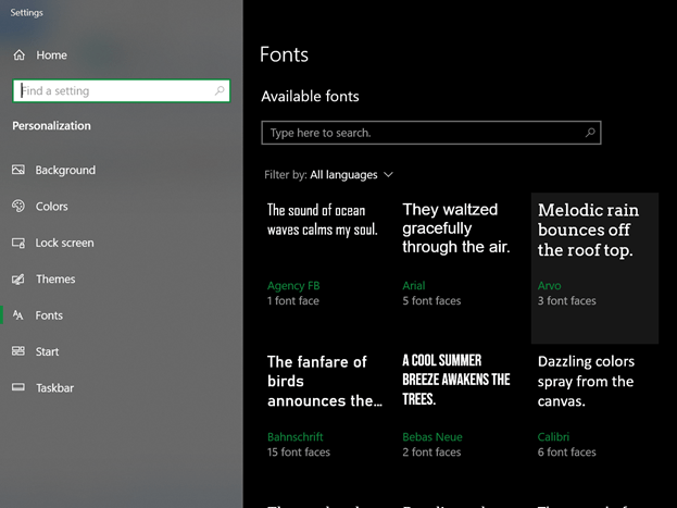 Custom Installed Font on Windows 10