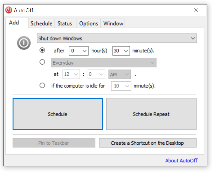 Shutdown or Restart Windows at User Defined Time