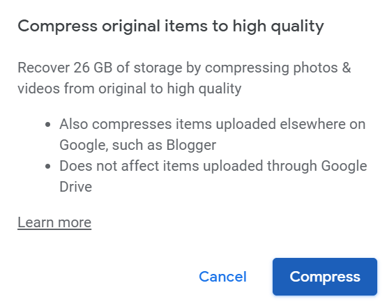 Recover Storage on Google Photos